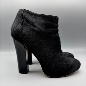 Ann Taylor Black Haircalf Ankle Boots Block Heel Size 8